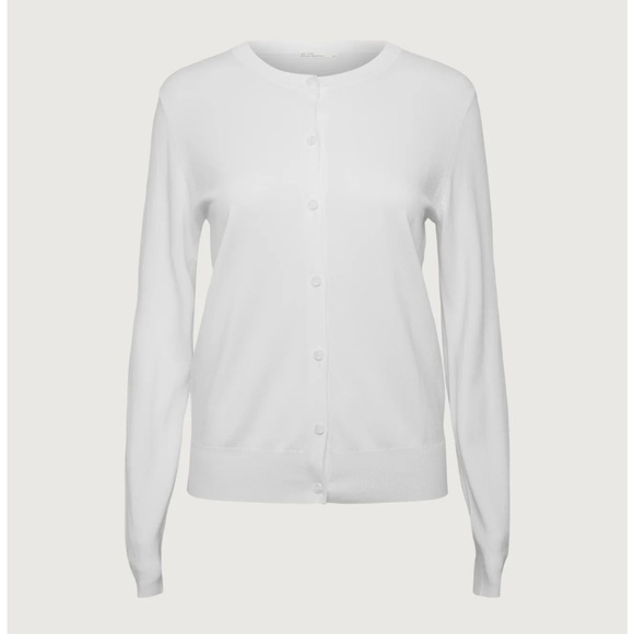 OAK + FORT - WHITE LIGHTWEIGHT KNIT CARDIGAN (Size: M) - Picture 5 of 12